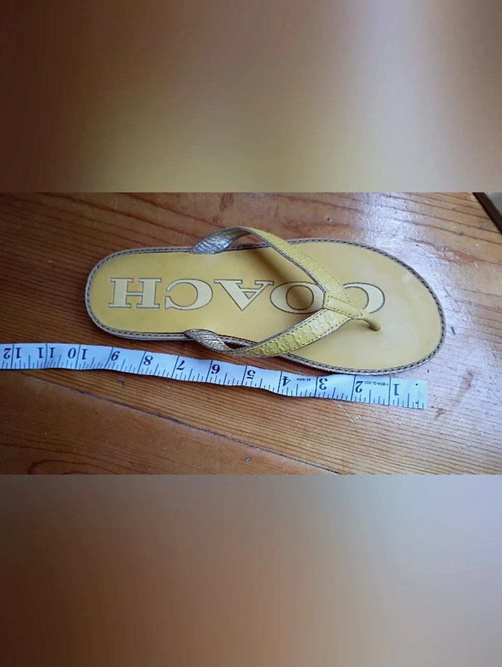 Y2K Coach Butter Yellow Leather Flip Flops Sandals Summer Boho